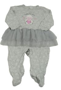 Šedý melírovaný overal s ovcí a tylovou sukní