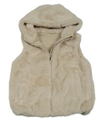Béžová kožešinová podšitá vesta s kapucí Nutmeg