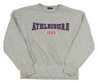 Šedá melírovaná mikina s nápisem a číslem Primark