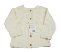 Nové - Krémový propínací svetr s perforovaným vzorem a puntíky F&F