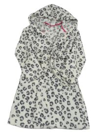 Bílý vzorovaný chlupatý župan s kapucí H&M