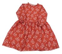 Červené vzorované žebrované šaty