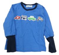 Modré triko s auty a motorkou Hema