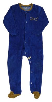 Safírový sametový overal s nápisem Kuniboo