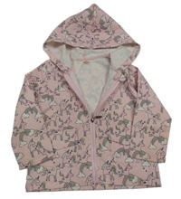 Růžová šusťáková bunda s jednorožci a kapucí