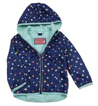 Tmavomodrá softshellová funkční bunda se srdíčky a kapucí Active Touch