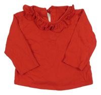 Červené triko s límečkem s madeirou Matalan