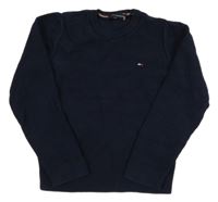 Tmavomodrý žebrovaný svetr Tommy Hilfiger