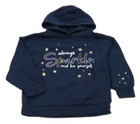 Tmavomodrá mikina s hvězdami s nápisem a kapucí Primark