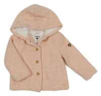 Růžový třpytivý zateplený propínací svetr s kapucí C&A