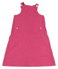 Tmavorůžové plátěné laclové šaty