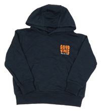 Tmavomodrá mikina s nápisem a kapucí Dopodopo