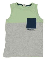 Mátovo-světlešedé tílko s kapsou a nápisem Little Kids