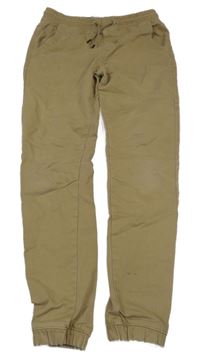 Hnědé plátěné slim cuff kalhoty Denim Co.