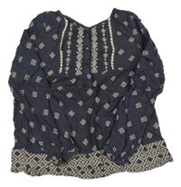 Antracitová vzorovaná halenka s výšivkami F&F