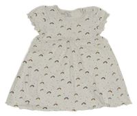 Bílé puntíkaté bavlněné šaty s duhami Topomini