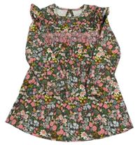 Khaki květované teplákové šaty s volánky Leigh Tucker