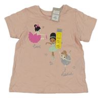 Nové - Růžové tričko s baletkami Primark