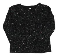 Černé puntíkaté triko se srdíčky H&M