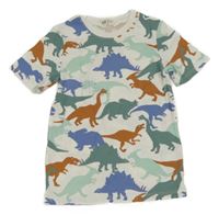 Bílo-barevné tričko s dinosaury H&M