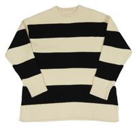 Smetanovo-černý pruhovaný oversize svetr Zara