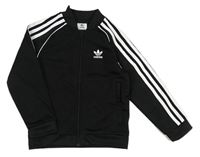 Černá sportovní propínací mikina s pruhy a logem Adidas