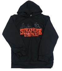 Černá lehká mikina s nápisem a kapucí - Stranger Things 