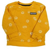 Žlutá mikina s míči a nápisem zn. Primark
