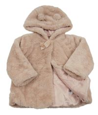 Světlerůžový kožešinový podšitý kabátek s kapucí zn. George
