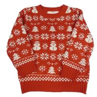 Červený vzorovaný vánoční svetr H&M