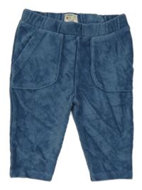 Tmavomodré žebrované sametové tepláky 