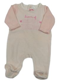 Světlerůžový sametový pruhovaný overal C&A