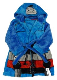 Modrý plyšový župan s Thomasem a kapucí Matalan