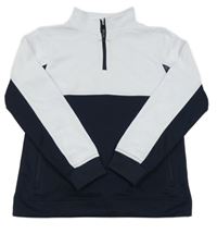 Bílo-tmavomodrá sportovní mikina 