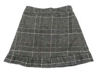 Černo-růžová kostkovaná vlněná sukně F&F