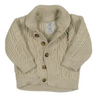 Světlebéžový vzorovaný propínací svetr s vojáčkem F&F