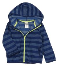 Tmavomodrá pruhovaná propínací fleecová mikina s kapucí Pocopiano