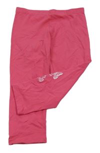 Tmavorůžové crop legíny s motýlky 