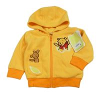 Nové - žlutá fleecová propínací mikina s Púem a kapucí 