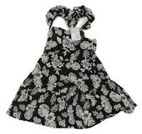 Nové - černo-šedé květované lehké šaty Primark