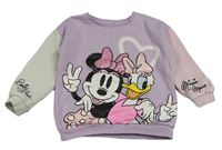 Lila-bílo-růžová mikina s Minnie a Daisy Disney