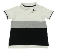 Bílo-šedo-černé polo tričko 
