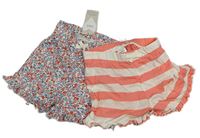 2set - 2x kraťasy - bílé květované + bílo-růžové pruhované M&S
