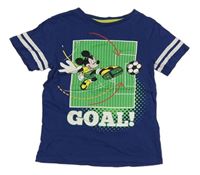 Tmavomodré tričko s Mickey a pruhy H&M