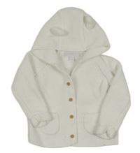 Bílý propínací svetr s kapucí 