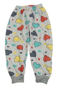 Šedo-barevné tepláky se srdíčky 