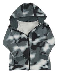 Šedo-černo-bílá army propínací mikina s kapucí zn. George