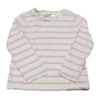 Bílo-růžové pruhované triko Tu