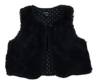 Tmavomodrá kožešinová podšitá vesta Kiabi