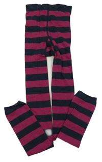 Tmavomodro-fialové pruhované punčocháčové legíny Tchibo